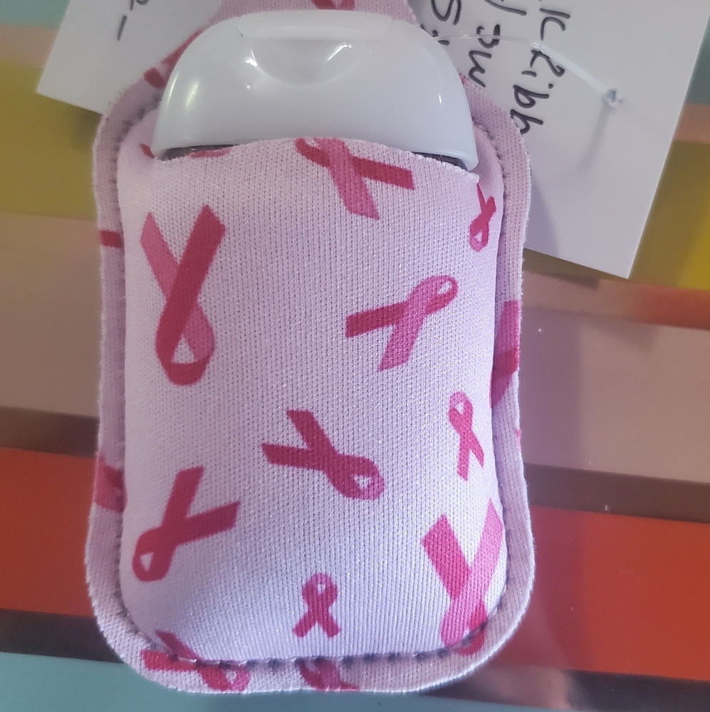 Pink Ribbon 🎀 Sanitizer Holder w/ Sanitizer